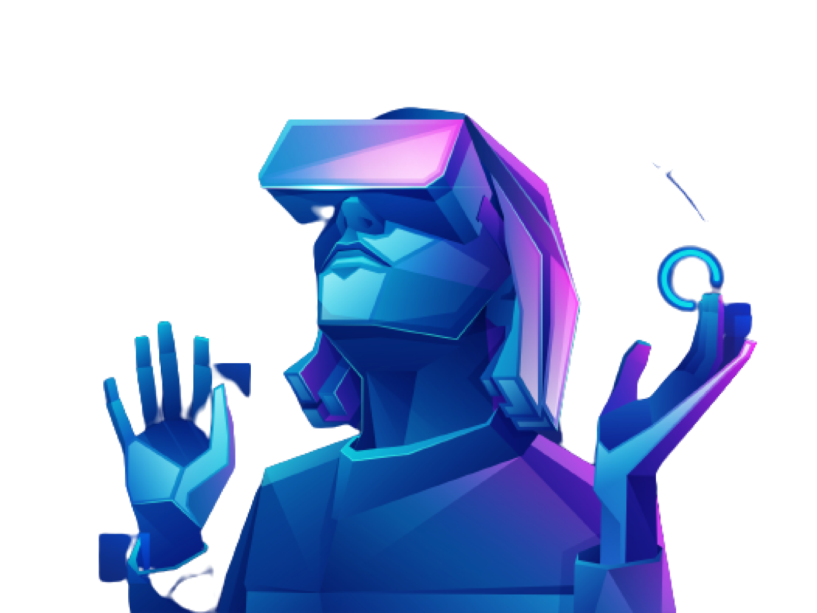 Person wearing VR headset, interacting with virtual elements.